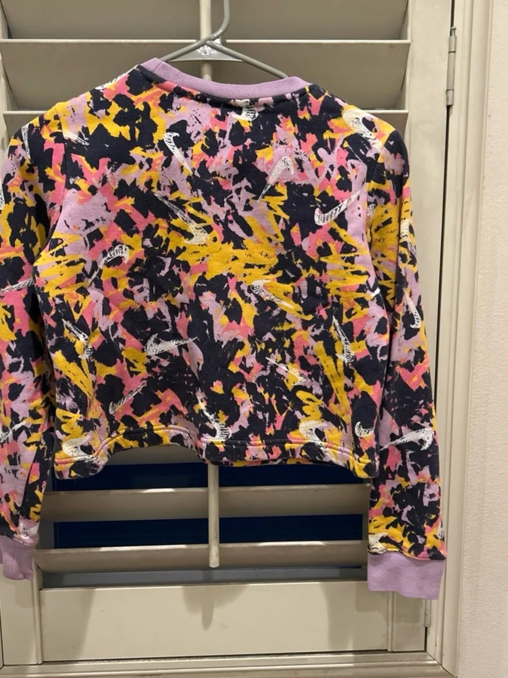 Nike Girls' Multi-Color Splatter Crewneck Jacket with Gold Logo